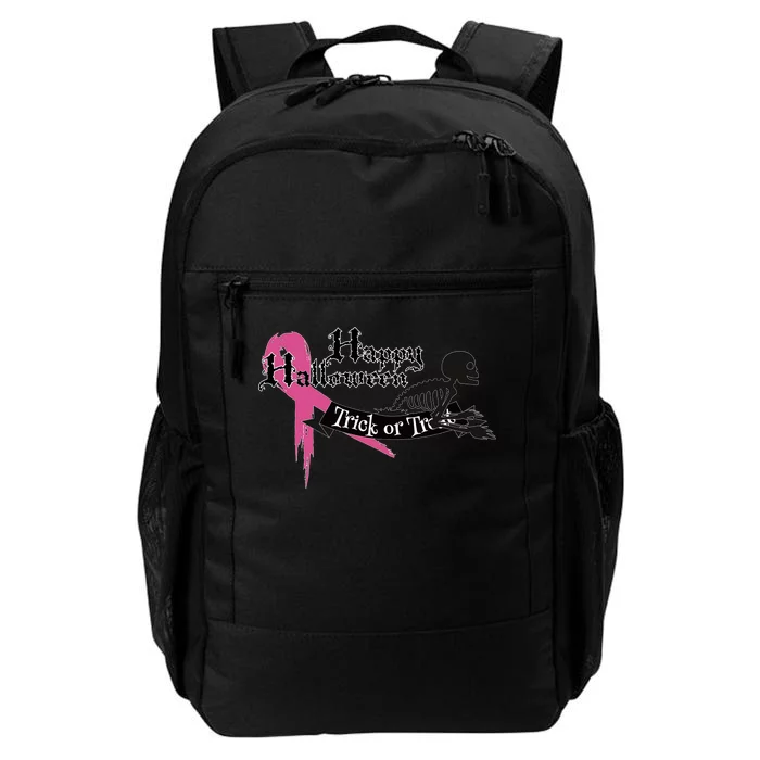 Breast Cancer Happy Halloween Skeleton Daily Commute Backpack