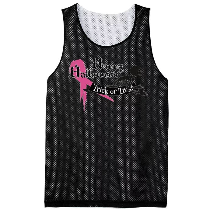 Breast Cancer Happy Halloween Skeleton Mesh Reversible Basketball Jersey Tank