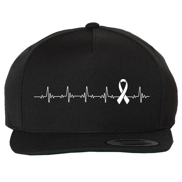 Breast Cancer Heartbeat Pulse Wool Snapback Cap