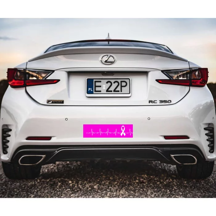 Breast Cancer Heartbeat Pulse Bumper Sticker