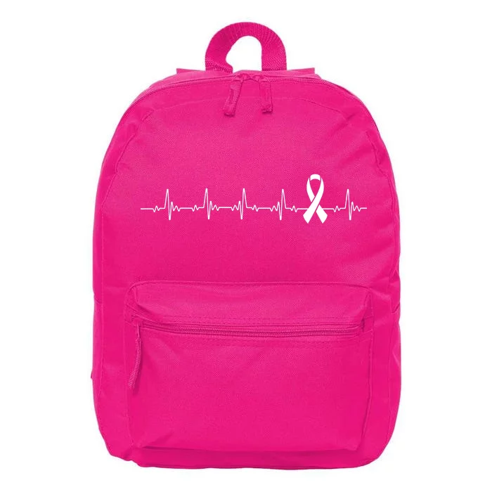 Breast Cancer Heartbeat Pulse 16 in Basic Backpack