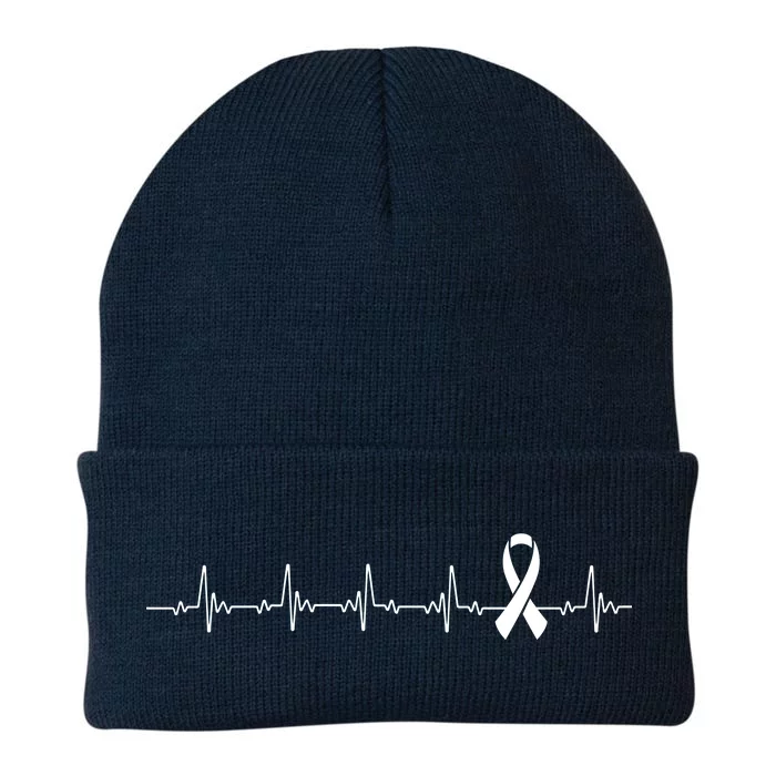 Breast Cancer Heartbeat Pulse Knit Cap Winter Beanie