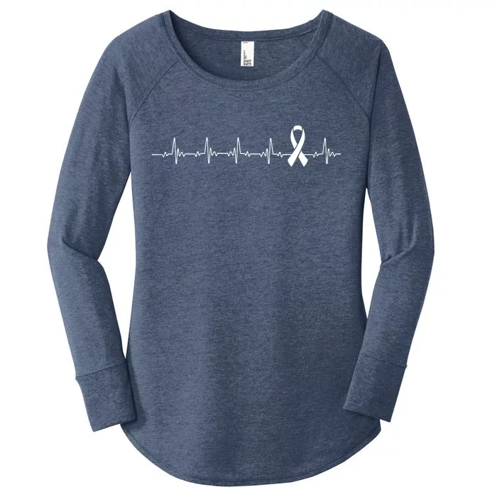 Breast Cancer Heartbeat Pulse Women's Perfect Tri Tunic Long Sleeve Shirt