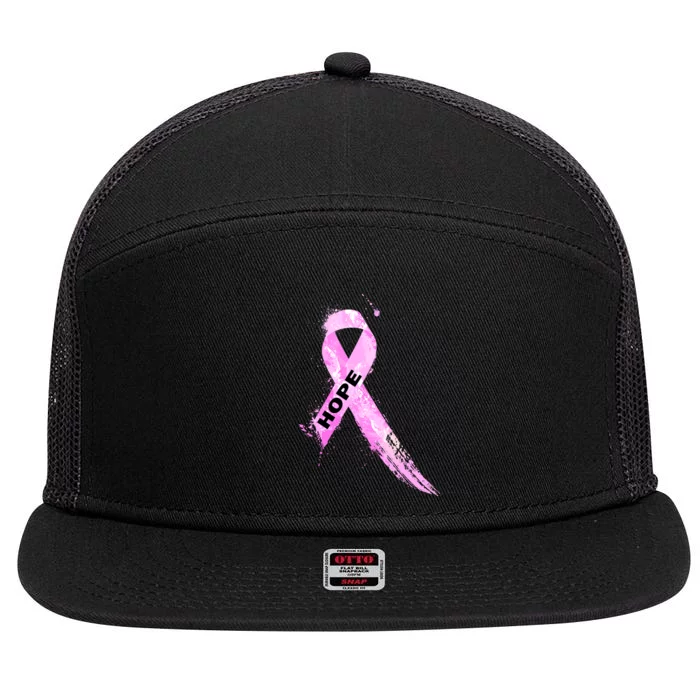 Breast Cancer Hope Ribbon 7 Panel Mesh Trucker Snapback Hat