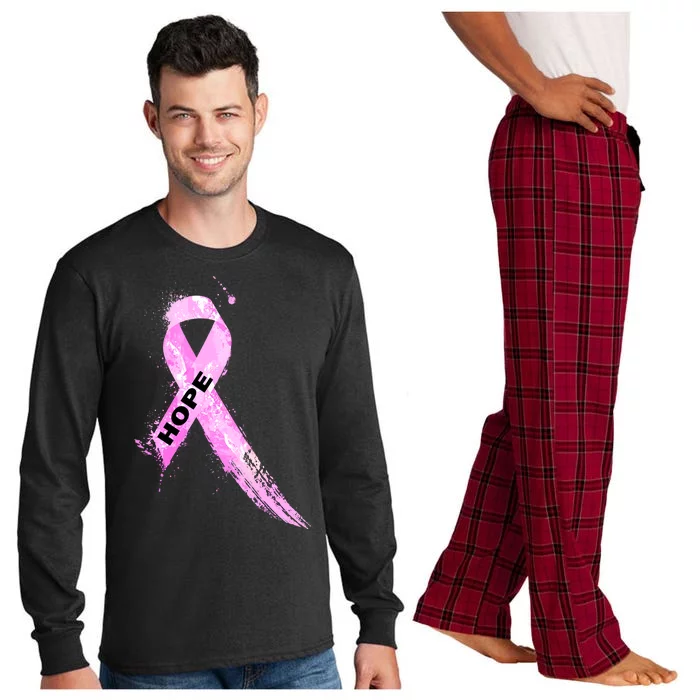 Breast Cancer Hope Ribbon Long Sleeve Pajama Set