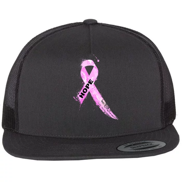 Breast Cancer Hope Ribbon Flat Bill Trucker Hat