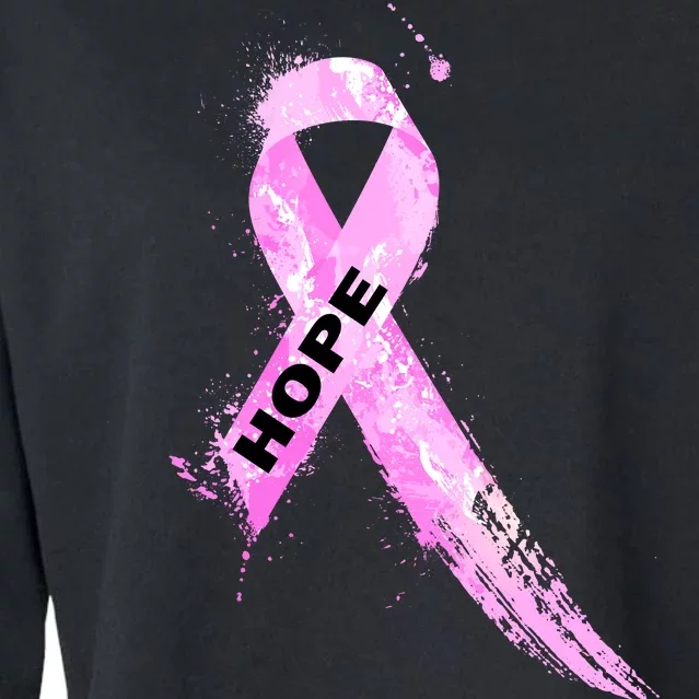 Breast Cancer Hope Ribbon Cropped Pullover Crew