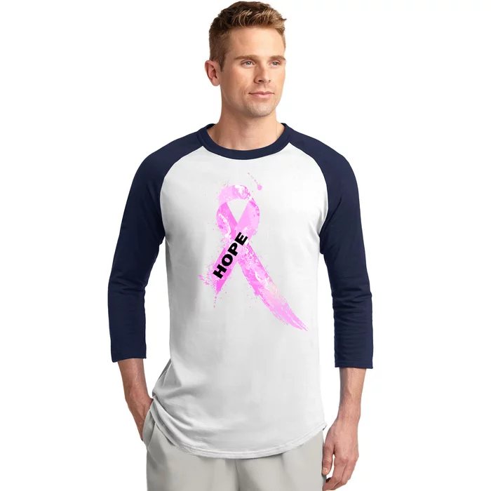 Breast Cancer Hope Ribbon Baseball Sleeve Shirt