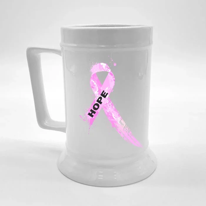 Breast Cancer Hope Ribbon Front & Back Beer Stein