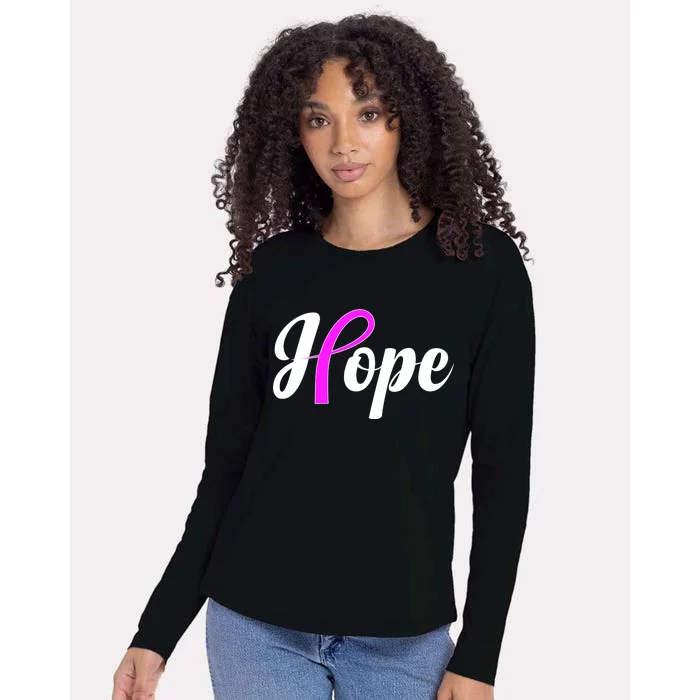 Breast Cancer Hope Ribbon Tribute Logo Womens Cotton Relaxed Long Sleeve T-Shirt