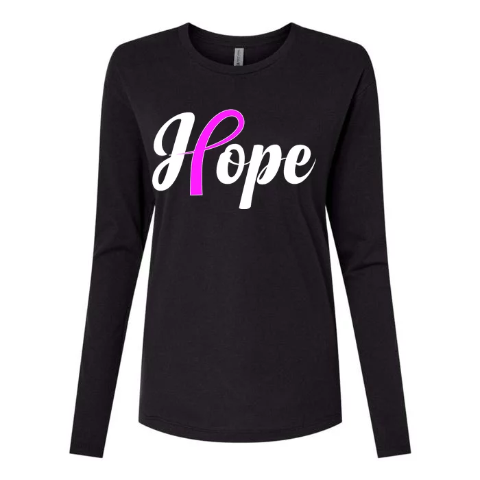 Breast Cancer Hope Ribbon Tribute Logo Womens Cotton Relaxed Long Sleeve T-Shirt