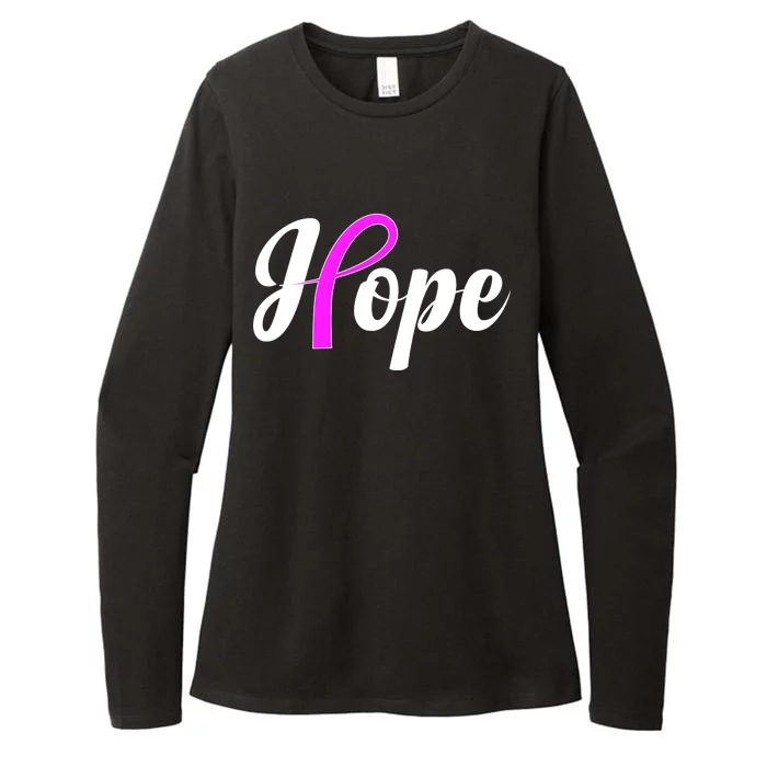 Breast Cancer Hope Ribbon Tribute Logo Womens CVC Long Sleeve Shirt