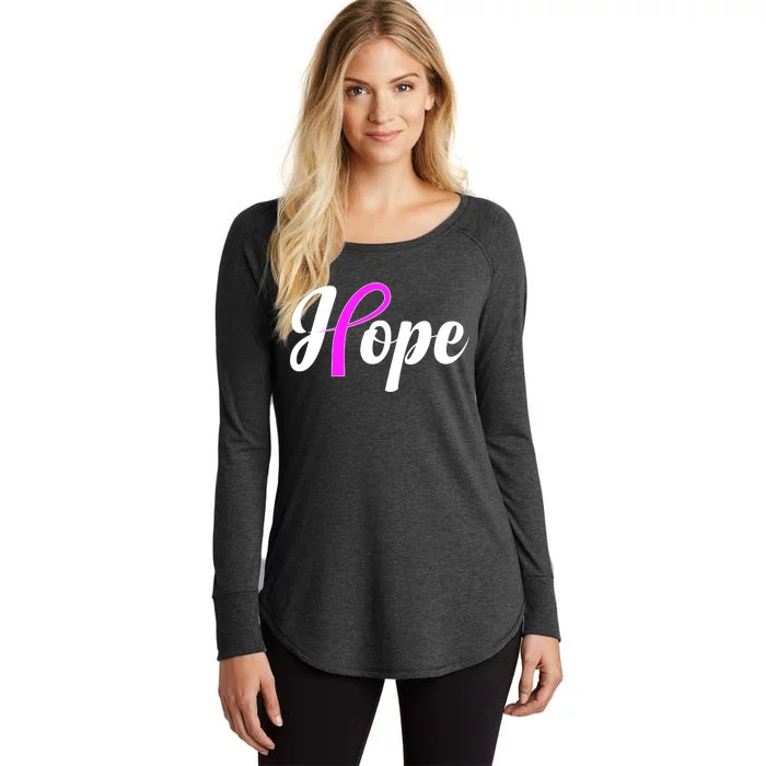 Breast Cancer Hope Ribbon Tribute Logo Women's Perfect Tri Tunic Long Sleeve Shirt