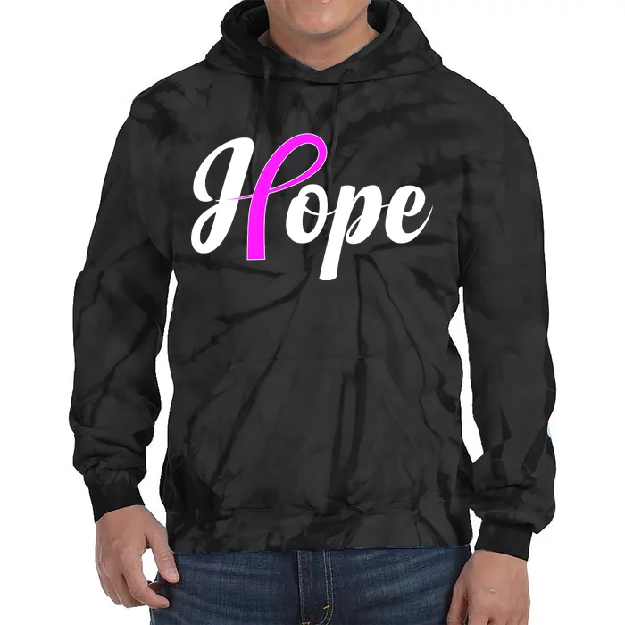 Breast Cancer Hope Ribbon Tribute Logo Tie Dye Hoodie