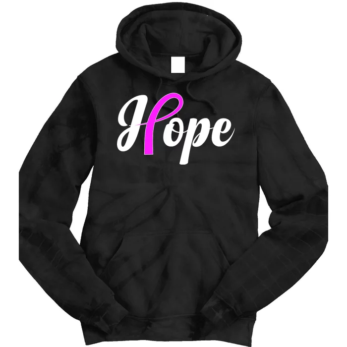 Breast Cancer Hope Ribbon Tribute Logo Tie Dye Hoodie