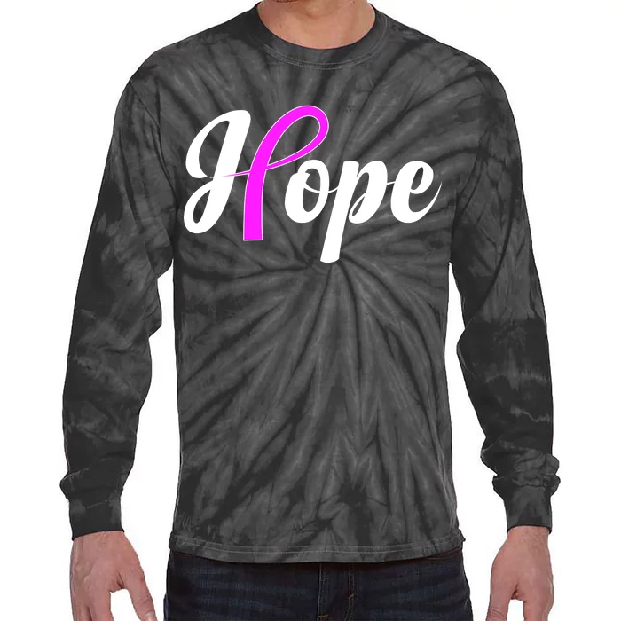 Breast Cancer Hope Ribbon Tribute Logo Tie-Dye Long Sleeve Shirt