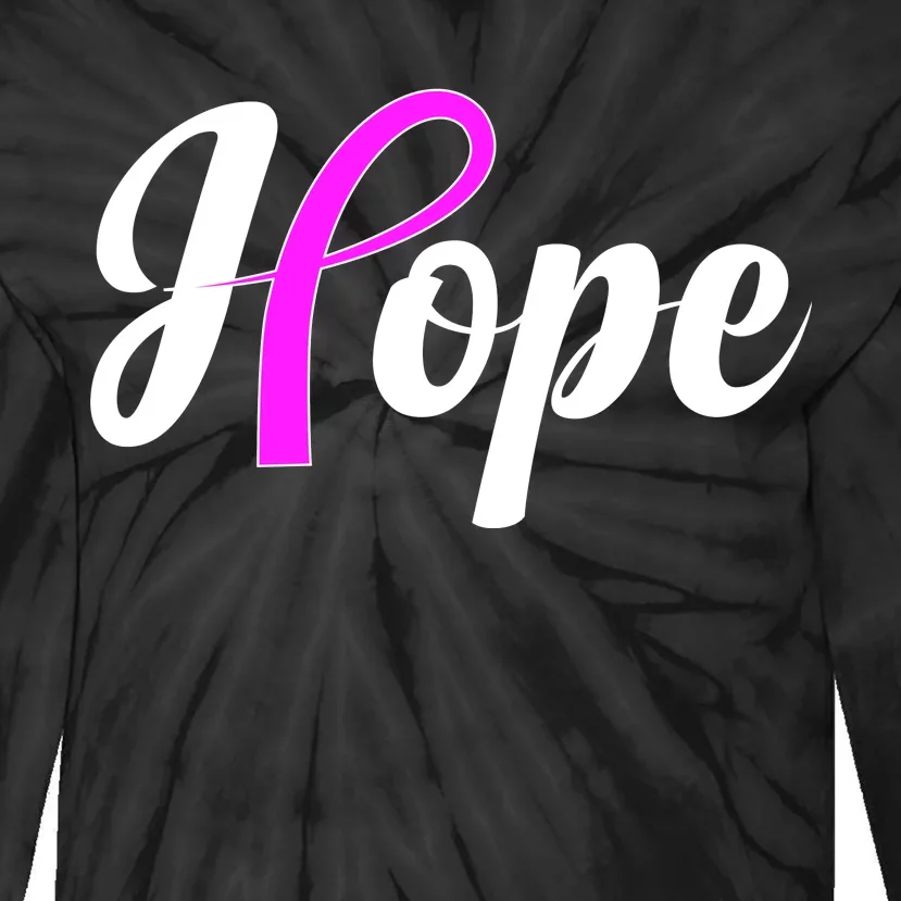 Breast Cancer Hope Ribbon Tribute Logo Tie-Dye Long Sleeve Shirt