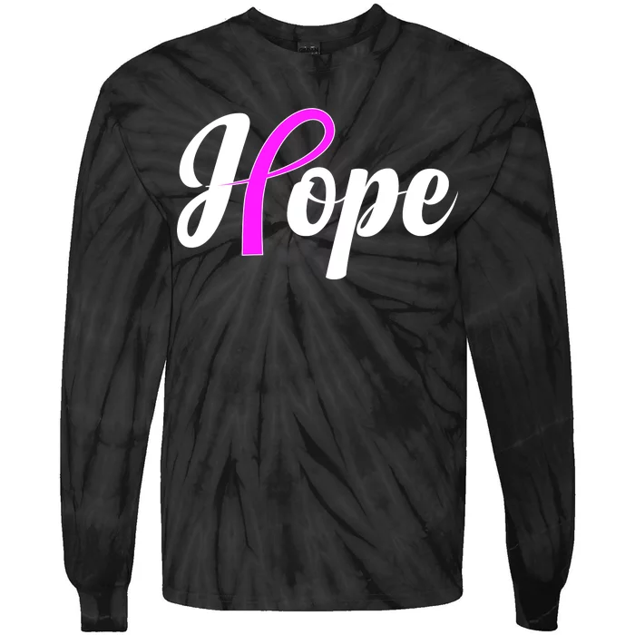 Breast Cancer Hope Ribbon Tribute Logo Tie-Dye Long Sleeve Shirt