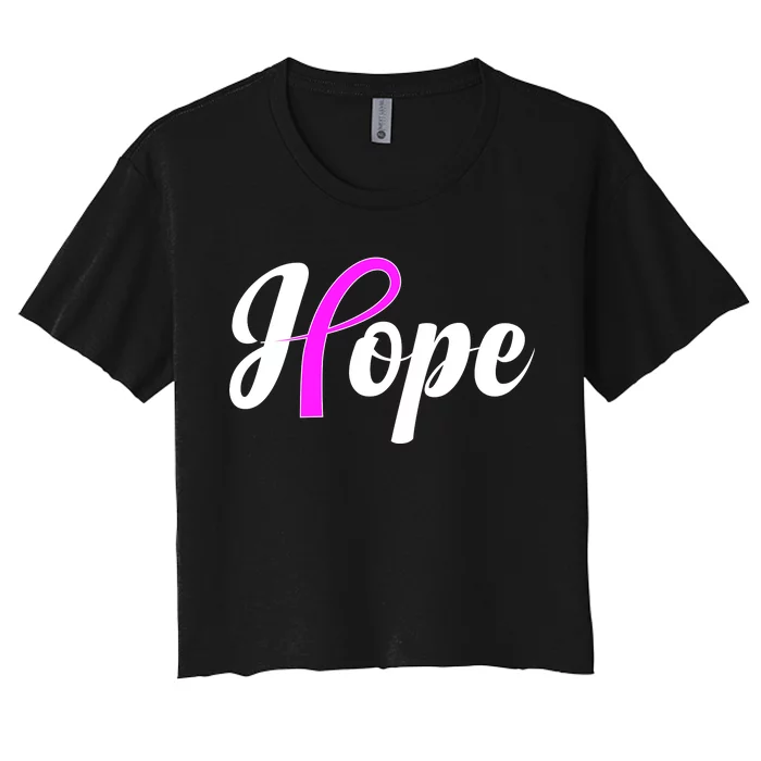 Breast Cancer Hope Ribbon Tribute Logo Women's Crop Top Tee