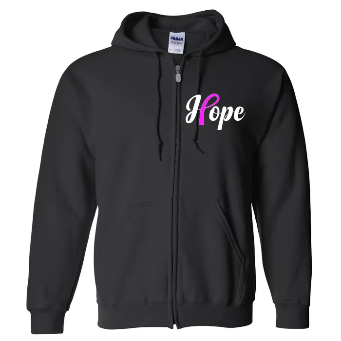 Breast Cancer Hope Ribbon Tribute Logo Full Zip Hoodie