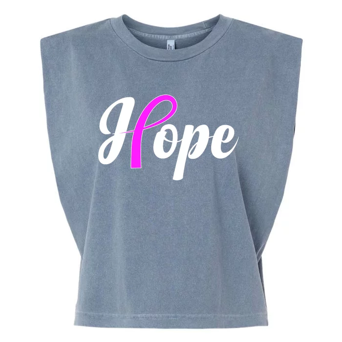 Breast Cancer Hope Ribbon Tribute Logo Garment-Dyed Women's Muscle Tee