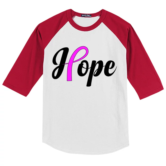 Breast Cancer Hope Ribbon Tribute Logo Kids Colorblock Raglan Jersey