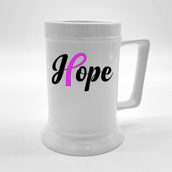 Breast Cancer Hope Ribbon Tribute Logo Front & Back Beer Stein