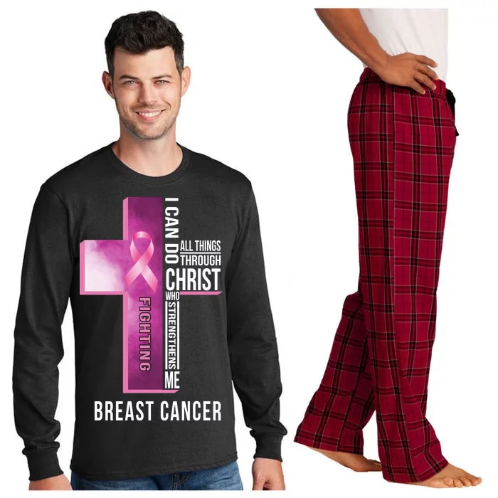 Breast Cancer I Can Do All Thing Through Christ Long Sleeve Pajama Set