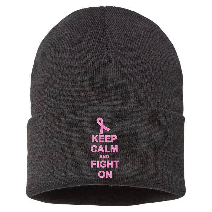 Breast Cancer Keep Calm And Fight On Sustainable Knit Beanie