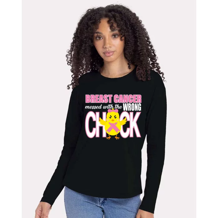 Breast Cancer Messed With The Wrong Chick Womens Cotton Relaxed Long Sleeve T-Shirt