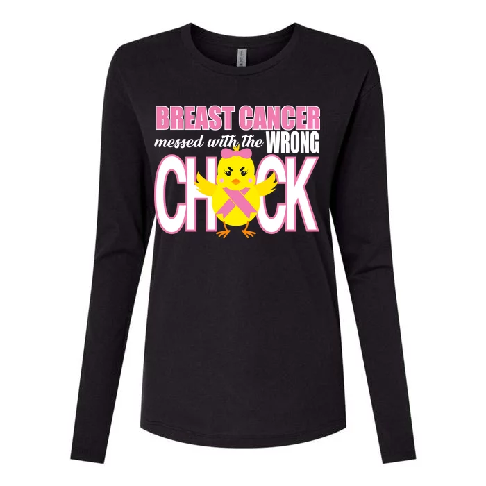 Breast Cancer Messed With The Wrong Chick Womens Cotton Relaxed Long Sleeve T-Shirt