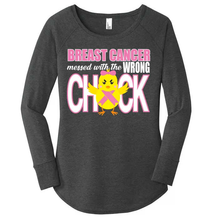 Breast Cancer Messed With The Wrong Chick Women's Perfect Tri Tunic Long Sleeve Shirt