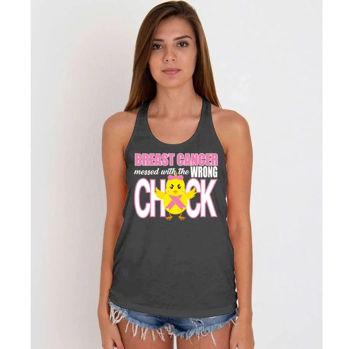 Breast Cancer Messed With The Wrong Chick Women's Knotted Racerback Tank