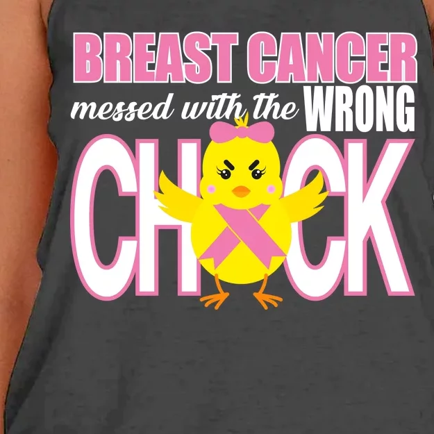 Breast Cancer Messed With The Wrong Chick Women's Knotted Racerback Tank