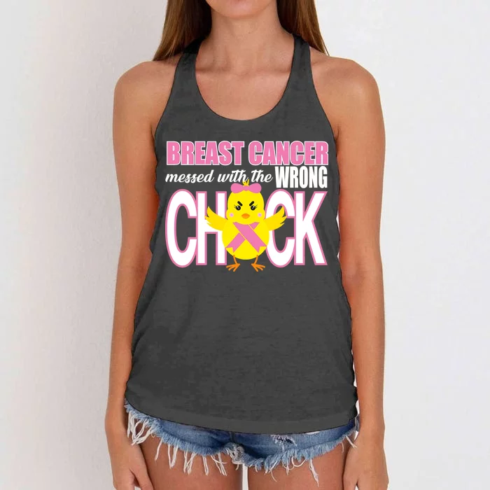 Breast Cancer Messed With The Wrong Chick Women's Knotted Racerback Tank