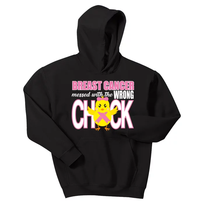 Breast Cancer Messed With The Wrong Chick Kids Hoodie