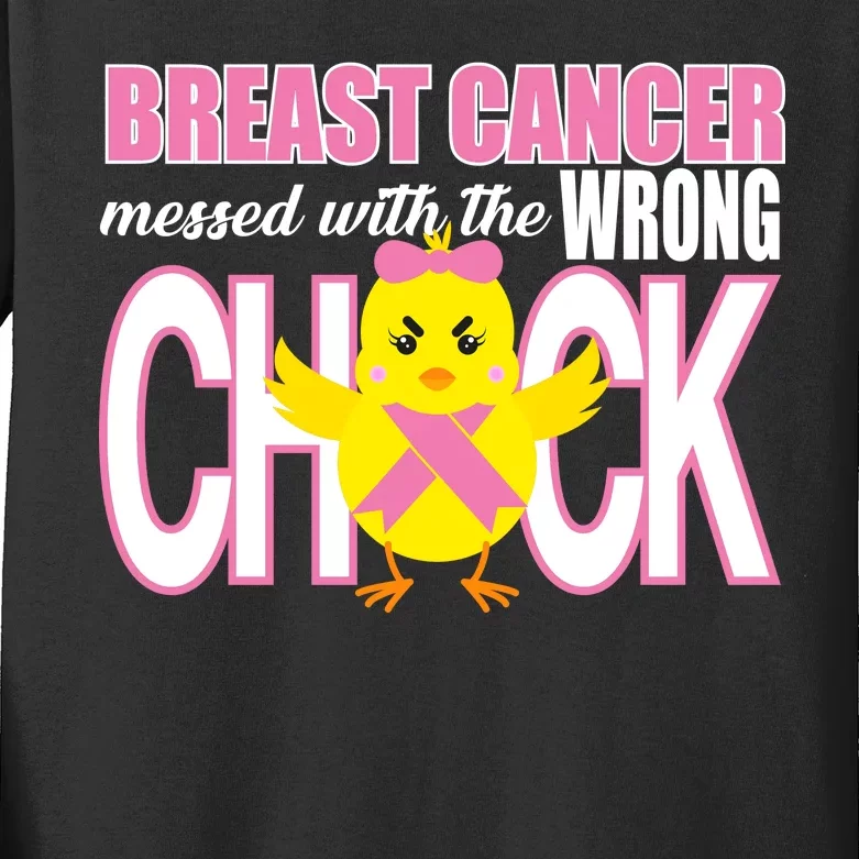 Breast Cancer Messed With The Wrong Chick Kids Long Sleeve Shirt