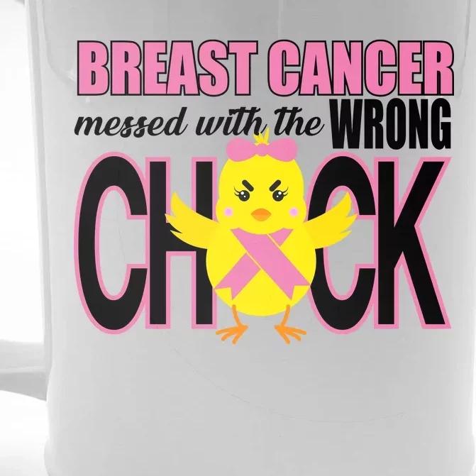 Breast Cancer Messed With The Wrong Chick Front & Back Beer Stein