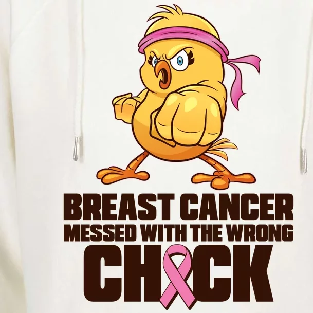 Breast Cancer Messed With The Wrong Chick Funny Womens Funnel Neck Pullover Hood