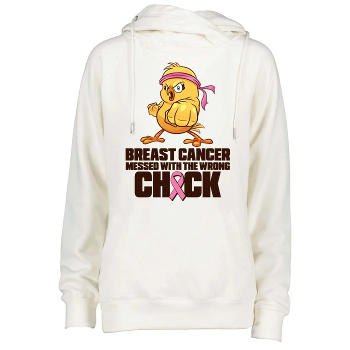 Breast Cancer Messed With The Wrong Chick Funny Womens Funnel Neck Pullover Hood