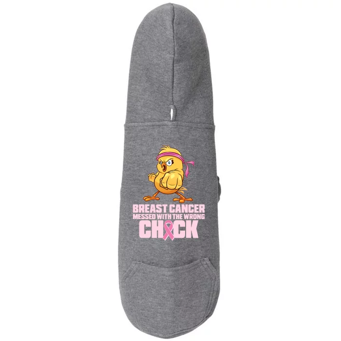 Breast Cancer Messed With The Wrong Chick Funny Doggie 3-End Fleece Hoodie