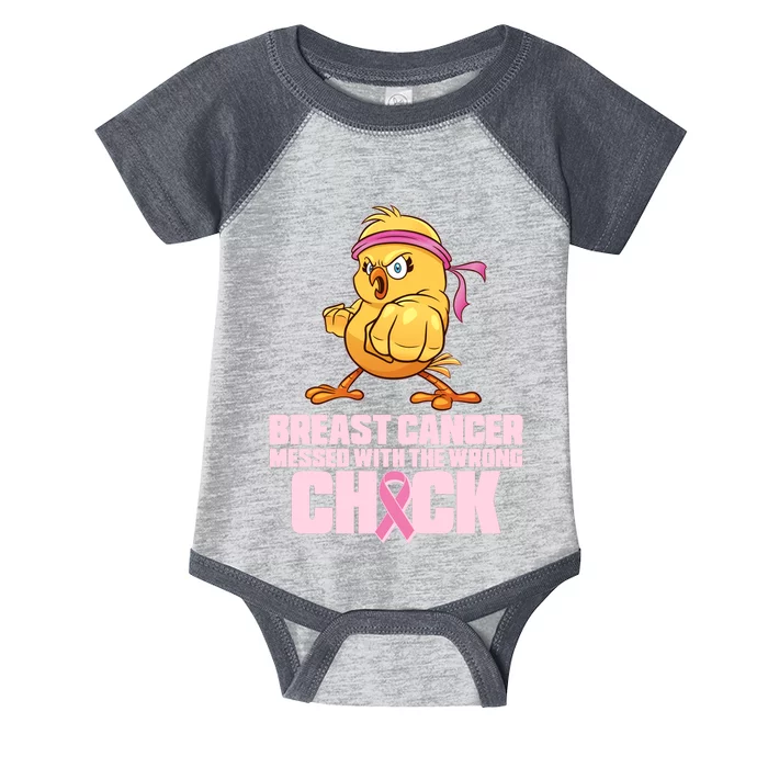 Breast Cancer Messed With The Wrong Chick Funny Infant Baby Jersey Bodysuit