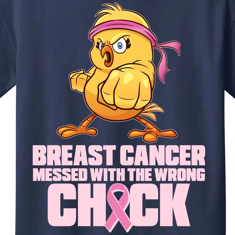 Breast Cancer Messed With The Wrong Chick Funny Kids T-Shirt