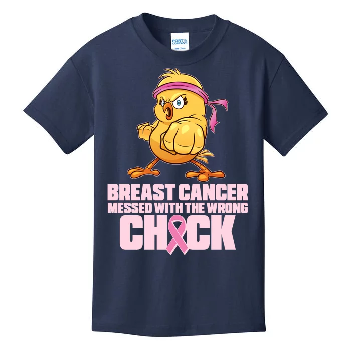 Breast Cancer Messed With The Wrong Chick Funny Kids T-Shirt