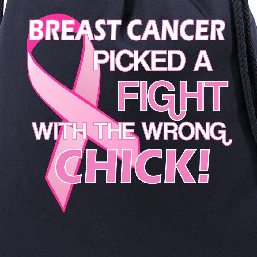 Breast Cancer Picked The Wrong Chick Drawstring Bag