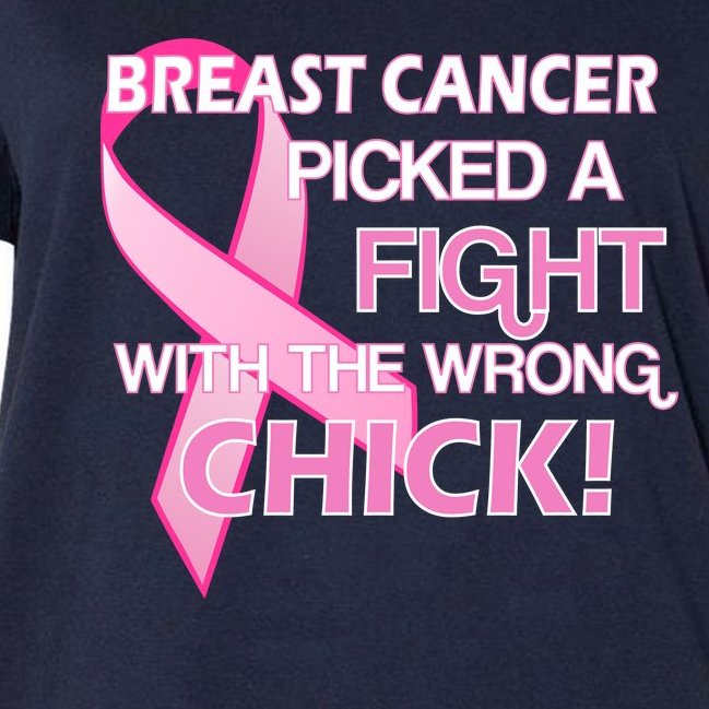 Breast Cancer Picked The Wrong Chick Women's V-Neck Plus Size T-Shirt