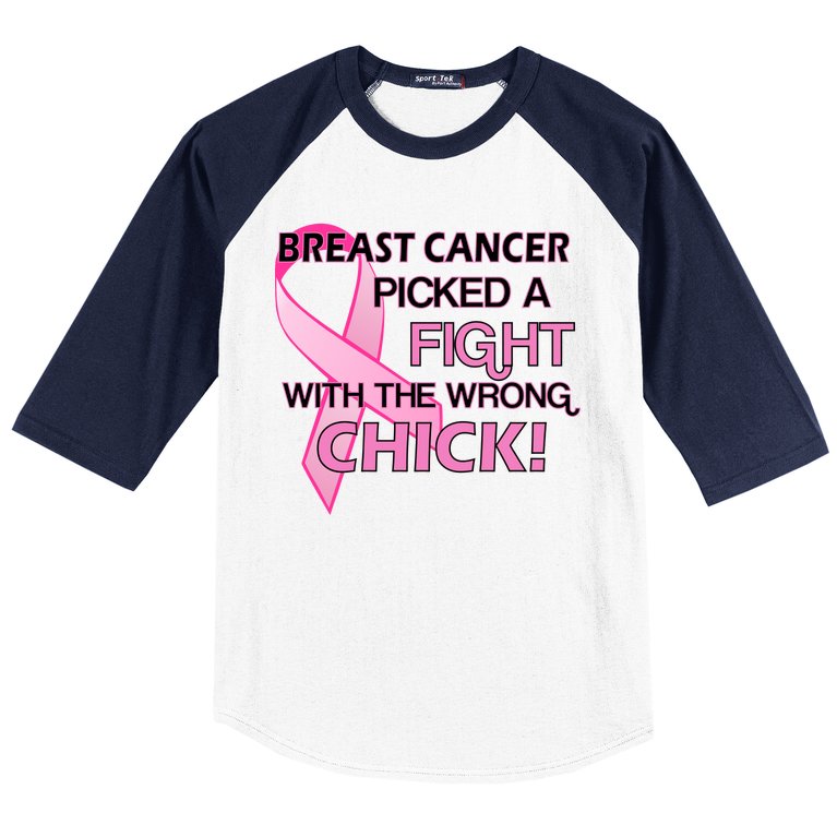 Breast Cancer Picked The Wrong Chick Baseball Sleeve Shirt