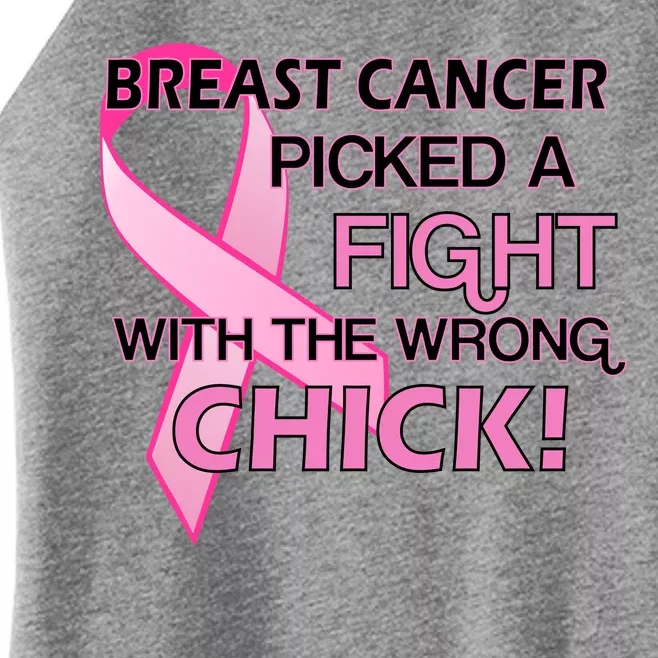 Breast Cancer Picked The Wrong Chick Women’s Perfect Tri Rocker Tank