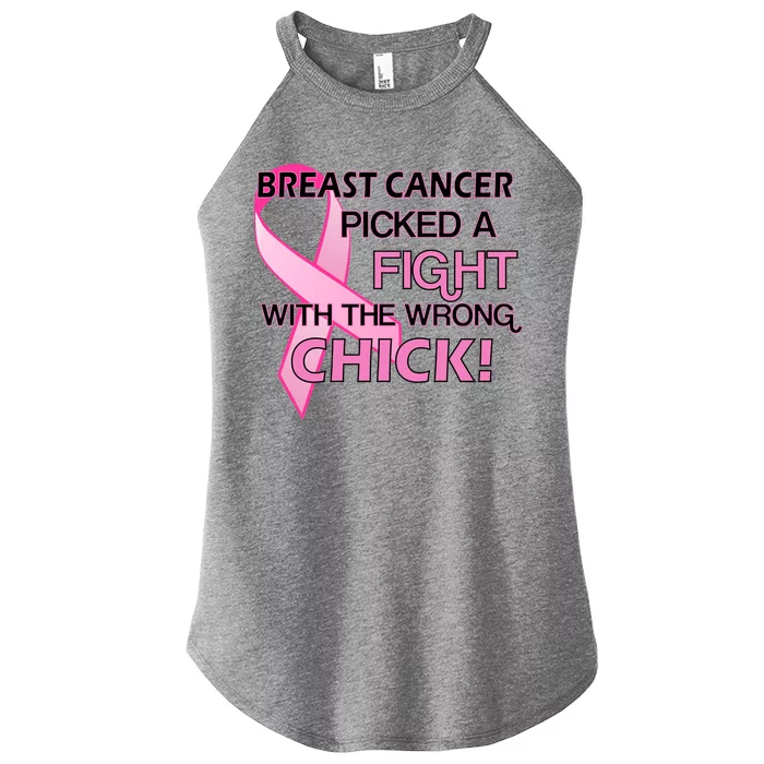 Breast Cancer Picked The Wrong Chick Women’s Perfect Tri Rocker Tank