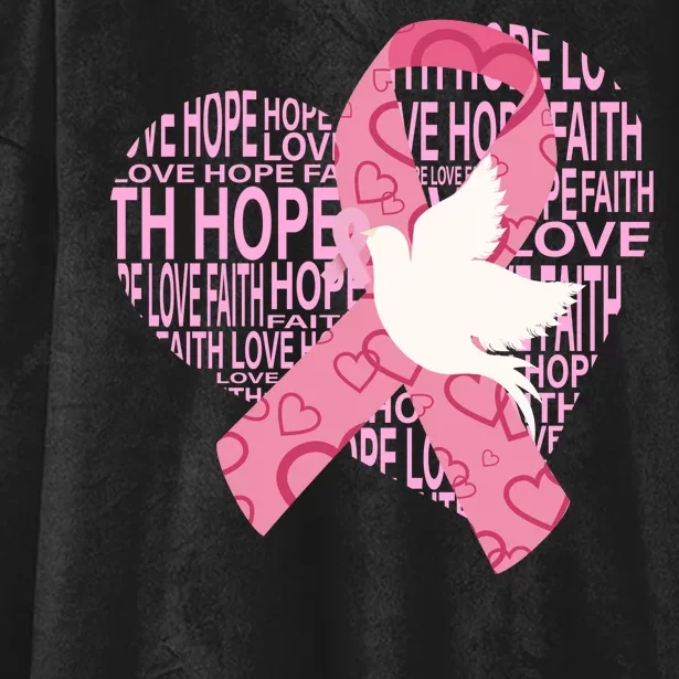 Breast Cancer Ribbon Of Love Hooded Wearable Blanket